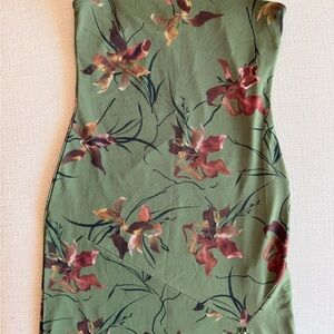 Urban Outfitters Strapless Green Floral Dress